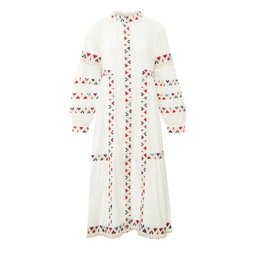 Bohemian White Dress with Colorful Patterns